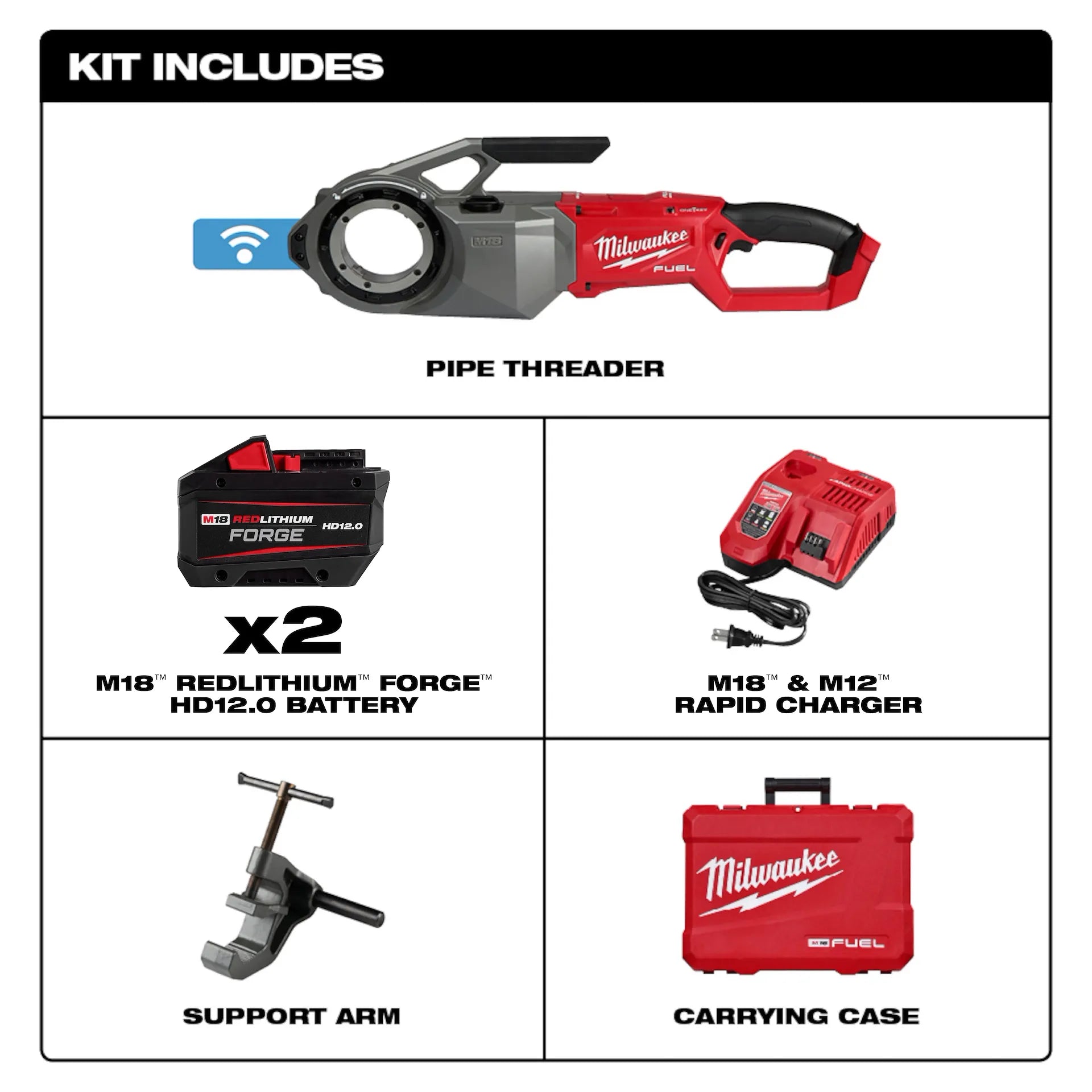 MILWAUKEE 2874-22HD M18 FUEL™ Pipe Threader w/ ONE-KEY™ Kit