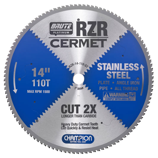 Champion RZR-14-110-ST 14" x 110T Brute Cermet Circular Saw Blade – Steel Cutting
