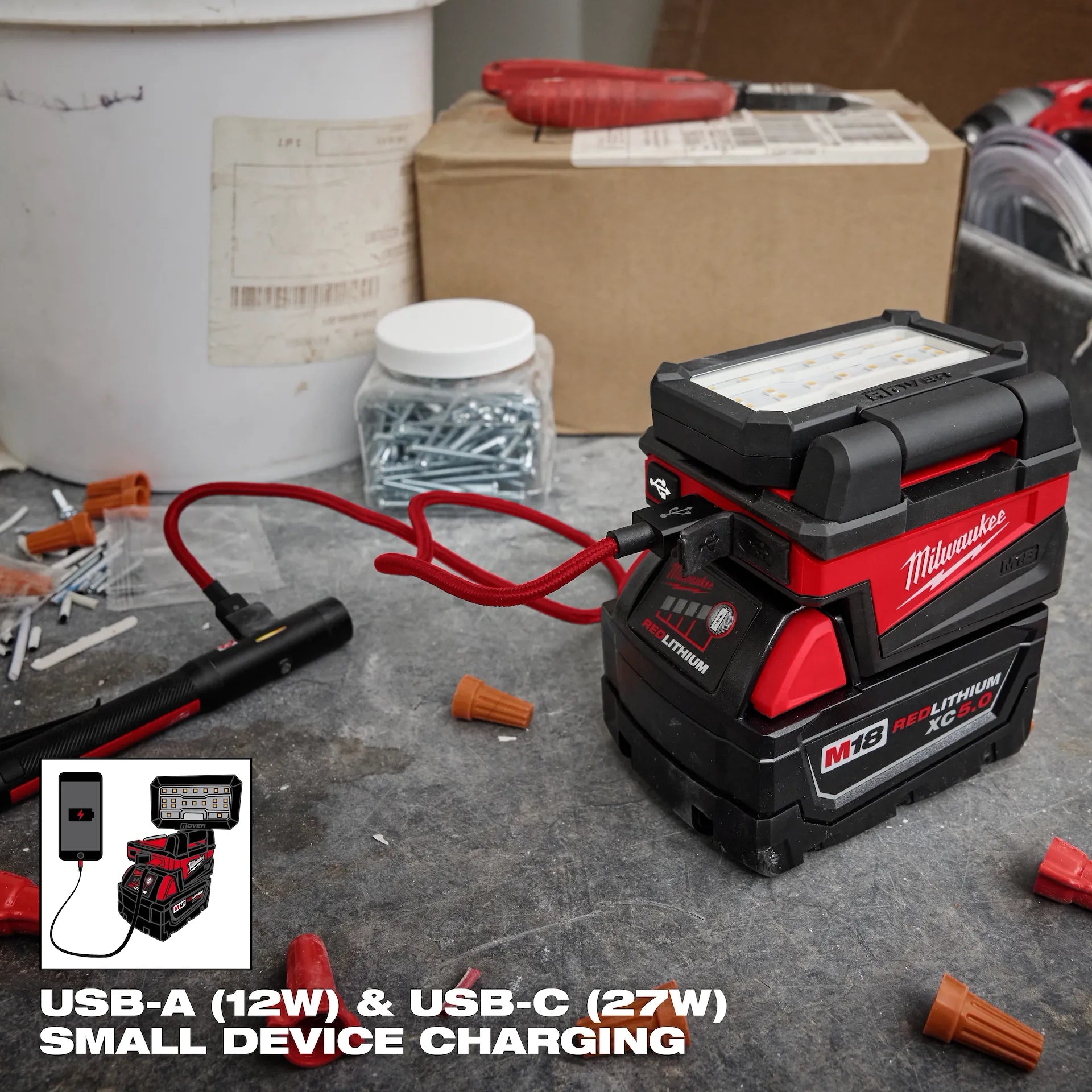MILWAUKEE 2359-20 M18™ ROVER™ Compact Folding Flood Light w/ USB Charging