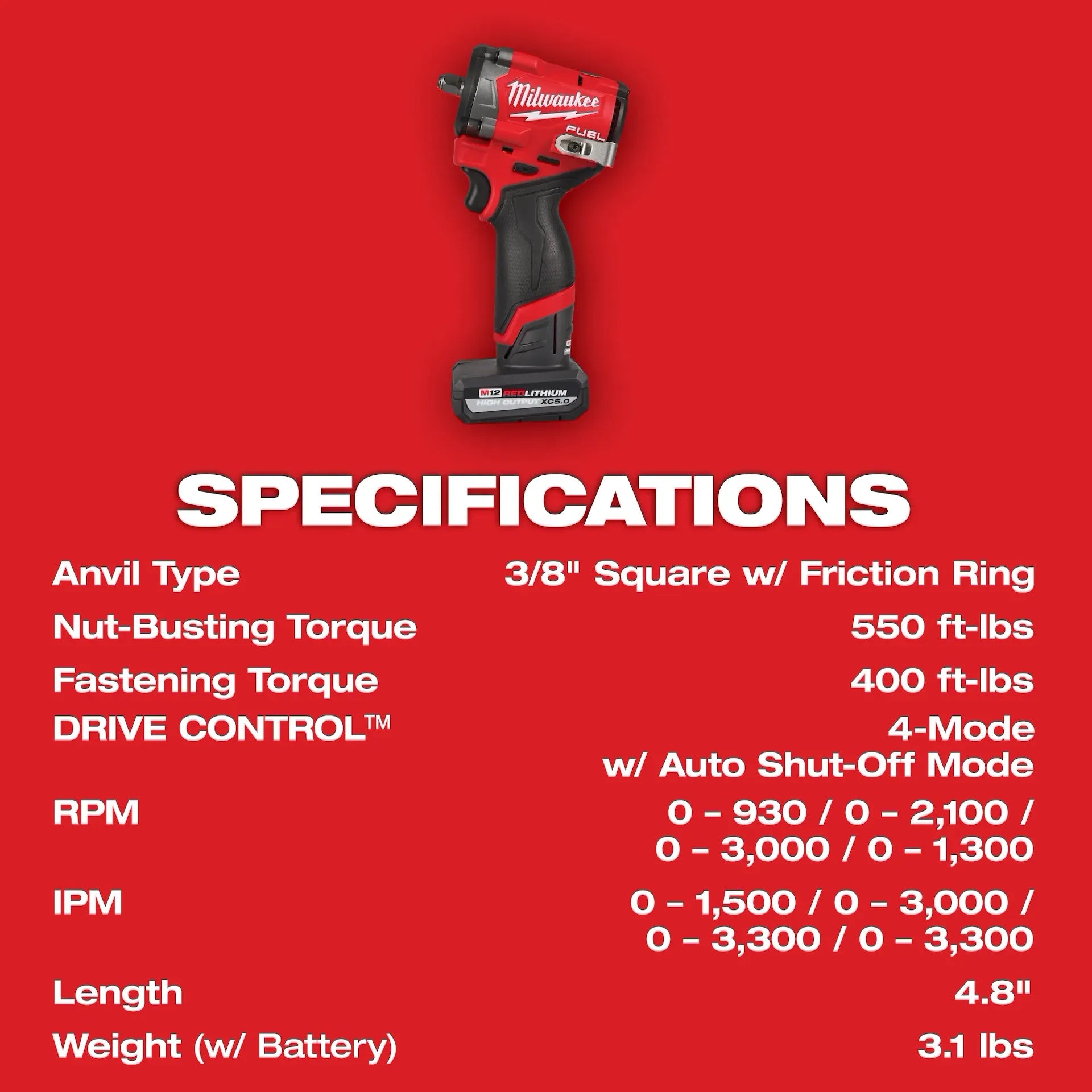MILWAUKEE 2562-22 M12 FUEL™ Stubby 3/8