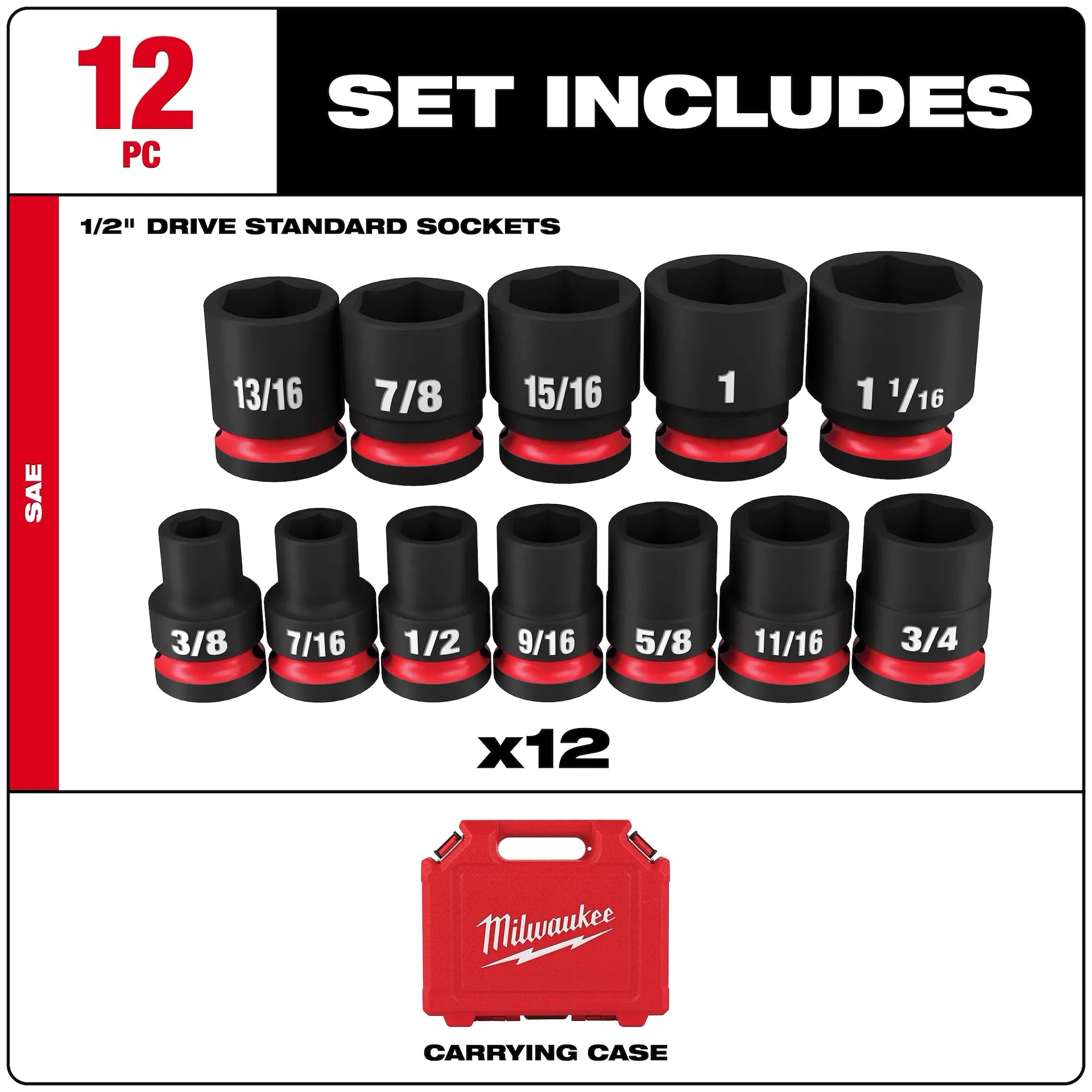 MILWAUKEE 49-66-7010 12PC SHOCKWAVE™ Impact Duty 1/2