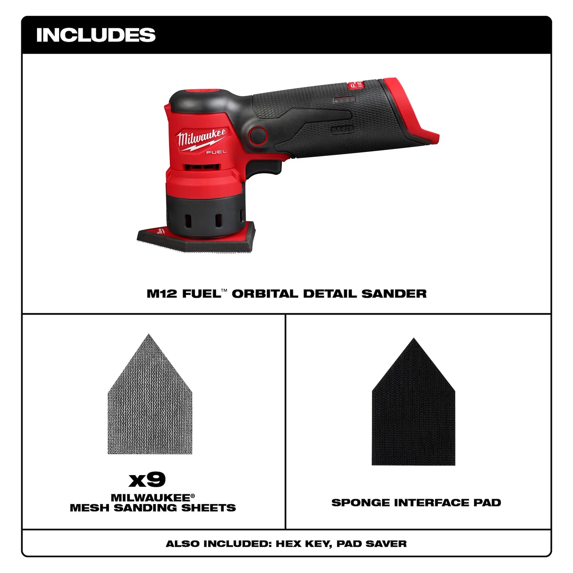 MILWAUKEE 2531-20 M12 FUEL™ Orbital Detail Sander (Tool Only)