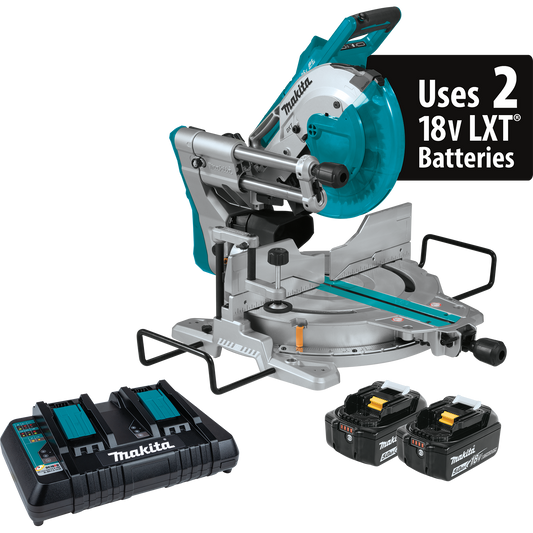 MAKITA XSL06PT 36V (18V X2) LXT® Brushless 10" Dual‑Bevel Sliding Compound Miter Saw with Laser Kit (5.0Ah)