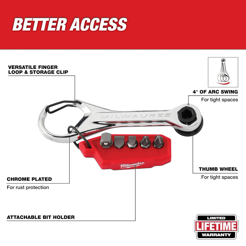 MILWAUKEE 48-22-2950 7-in-1 Multi-Bit Mini Ratchet