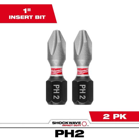 MILWAUKEE 48-32-4412 SHOCKWAVE™ Impact Duty 1" Phillips #2 Insert Bits