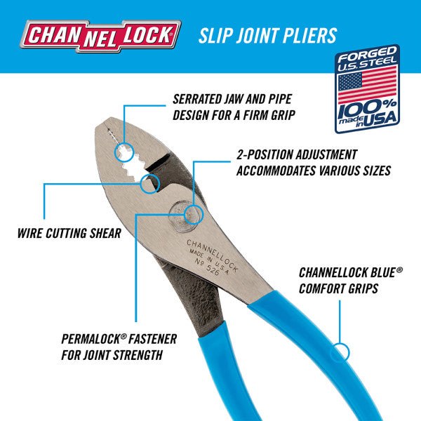 CHANNEL LOCK 526 6-inch Slip Joint Pliers