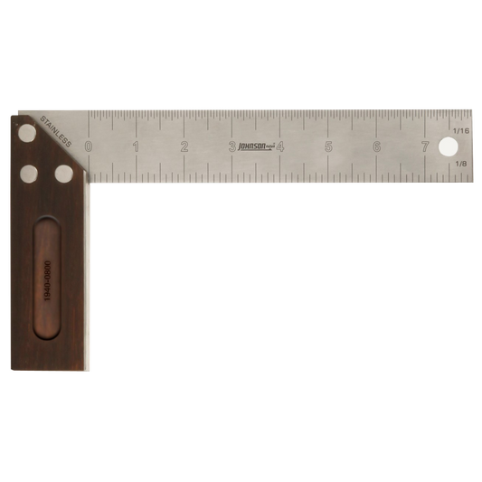 JOHNSON LEVEL 1940-0800 8" Professional Carbonized Bamboo Try Square