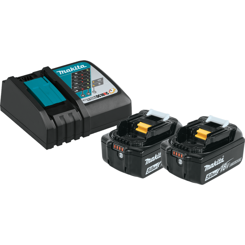 MAKITA BL1850BDC2X1 18V LXT® Lithium‑Ion Battery and Rapid Optimum Charger Starter Pack (5.0Ah)