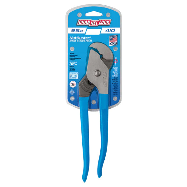CHANNEL LOCK 410 9.5-inch NUTBUSTER® Parrot Nose Tongue & Groove Pliers
