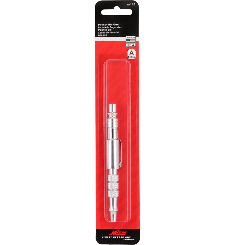 Milton S-116W Adjustable Pocket Blow Gun A-Style – Knurled Grip, Pen Clip, 150 PSI Max