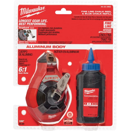 MILWAUKEE 48-22-3992 100' Fine Line Chalk Kit w/ Blue Chalk