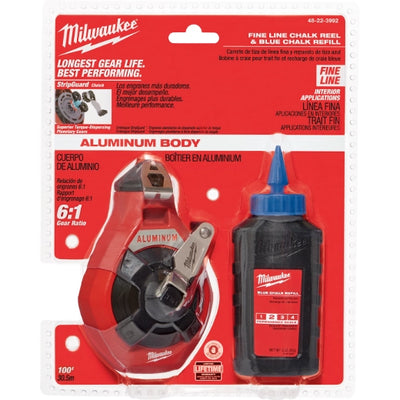 MILWAUKEE 48-22-3992 100' Fine Line Chalk Kit w/ Blue Chalk