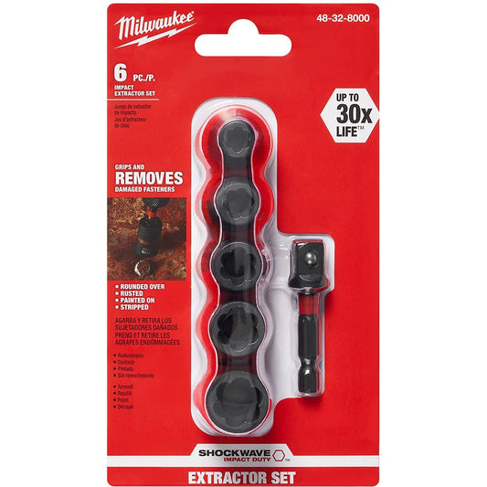 MILWAUKEE 48-32-8000 Shockwave Impact Extractor Set - 6-Piece