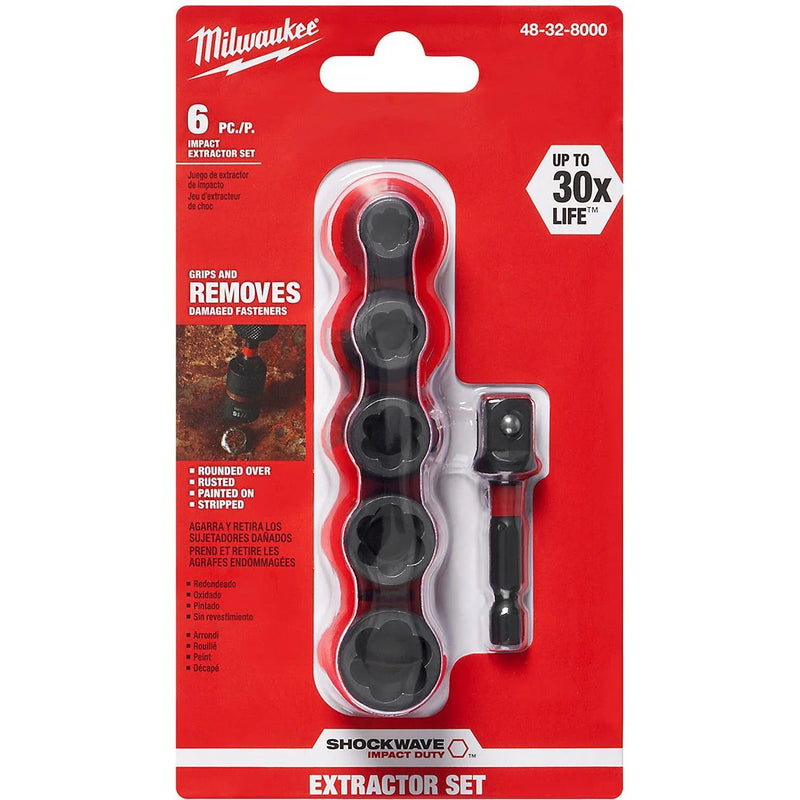MILWAUKEE 48-32-8000 Shockwave Impact Extractor Set - 6-Piece