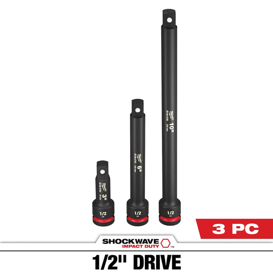 MILWAUKEE 49-66-6715 3PC SHOCKWAVE™ Impact Duty 1/2"Drive Extension Set