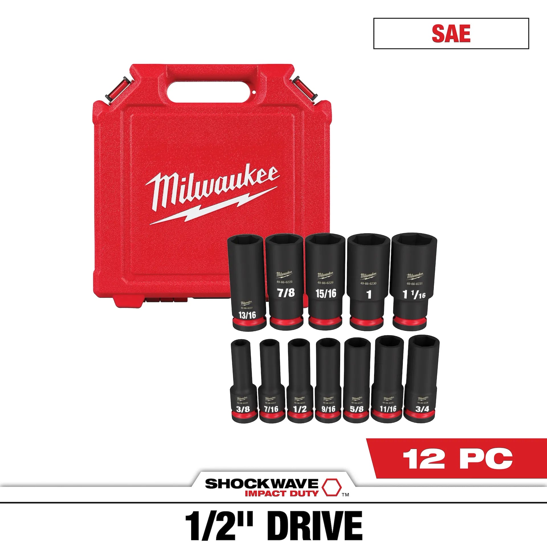MILWAUKEE 49-66-7011 12PC SHOCKWAVE™ Impact Duty 1/2