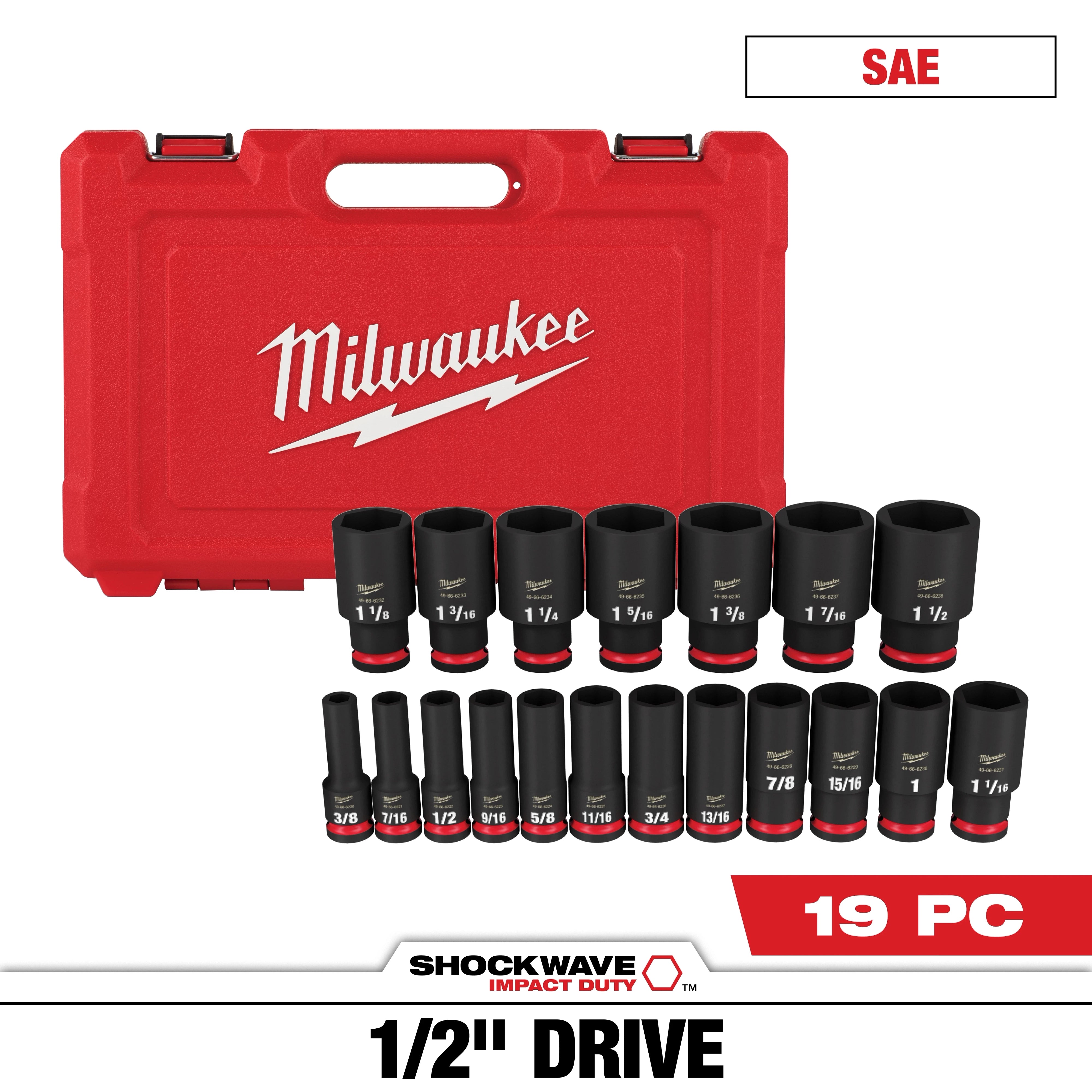 MILWAUKEE 49-66-7012 19PC SHOCKWAVE™ Impact Duty 1/2