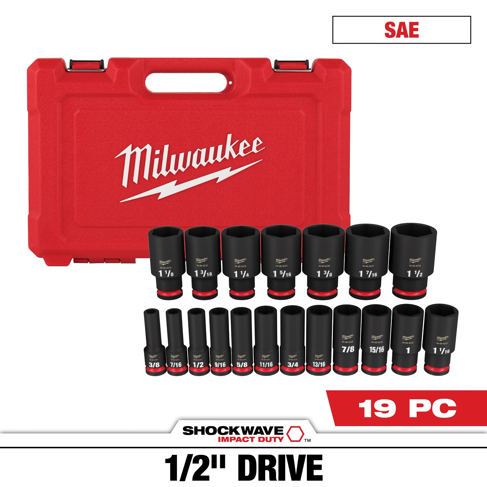MILWAUKEE 49-66-7012 19PC SHOCKWAVE™ Impact Duty 1/2