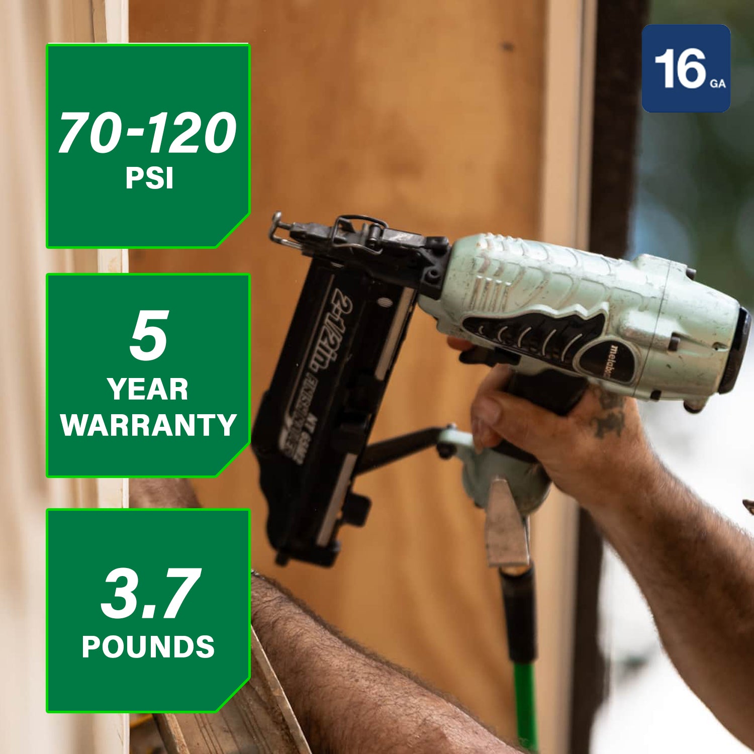 METABO NT65M2SM 2-1/2 Inch 16 Gauge Finish Nailer with Air Duster