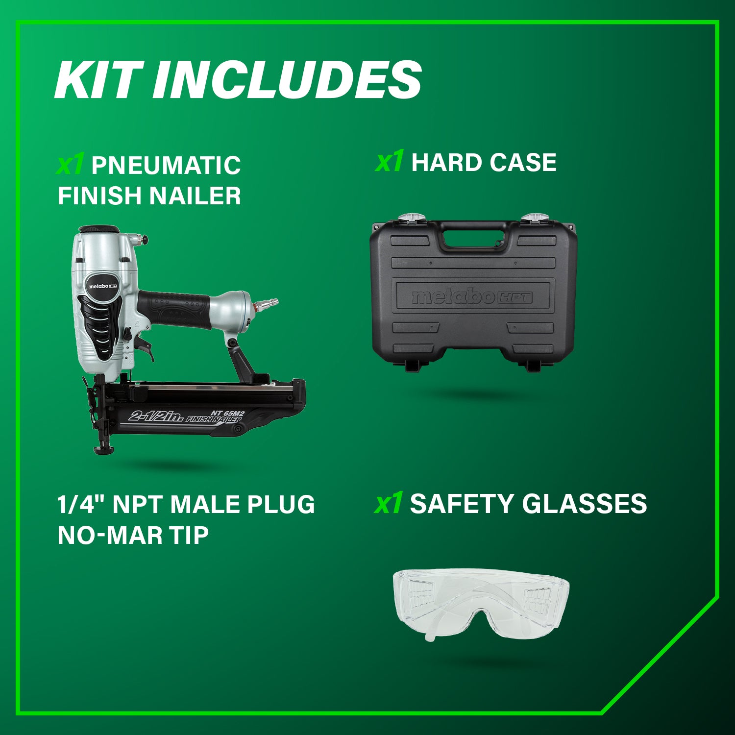 METABO NT65M2SM 2-1/2 Inch 16 Gauge Finish Nailer with Air Duster