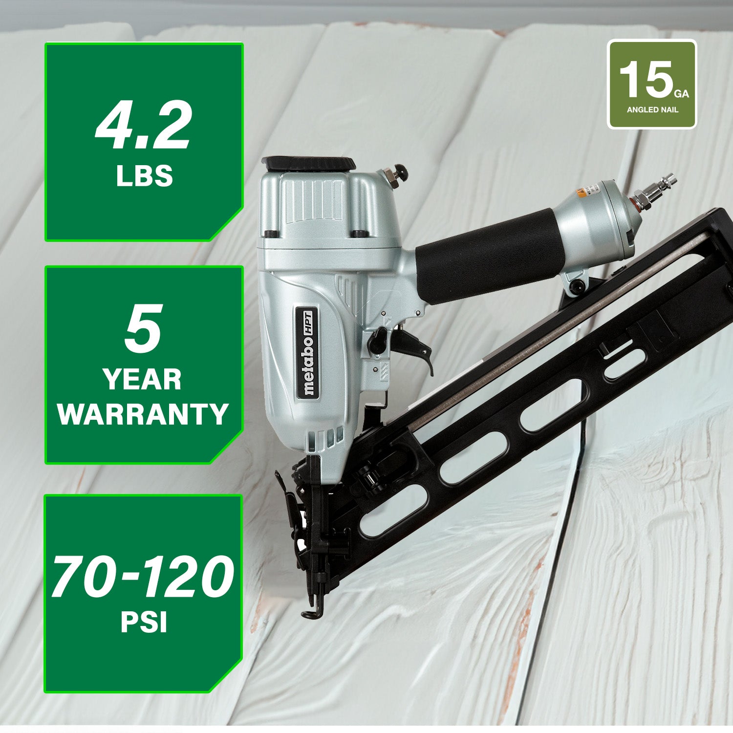 METABO NT65MA4M 2-1/2 Inch 15 Gauge Angled Finish Nailer with Air Duster