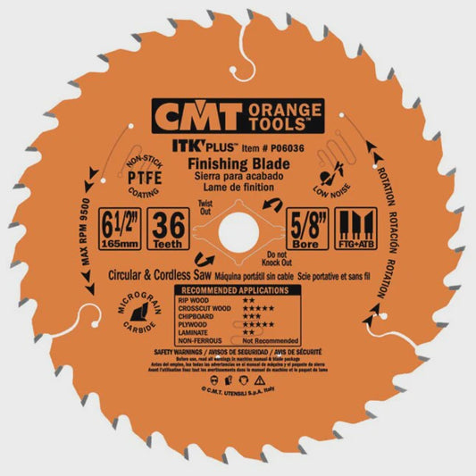 CMT P06036 6-1/2" ITK-PLUS FINISH BLADE B=5/8" T=36 ATB+SHEAR
