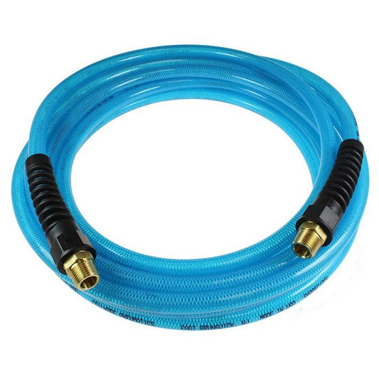Coilhose PFE40504T Flexeel 1/4" x 50' Air Hose – Transparent Blue, Reusable Strain Relief Fittings