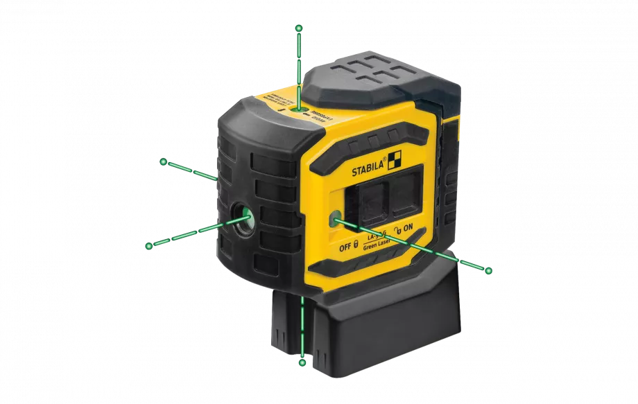 Stabila 03165 LA-5P G Self-Leveling 5-Point Green Dot Laser – 30m Range, Bright Green Beam