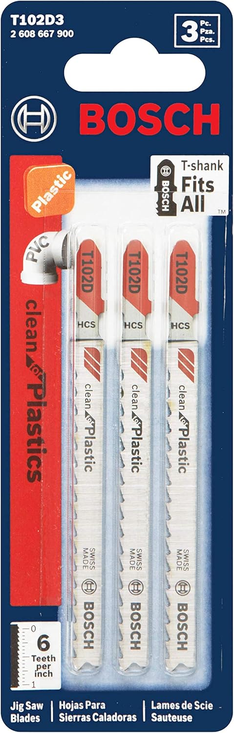 BOSCH T102D3 Clean for Polypropylene Jigsaw Blade 3PK