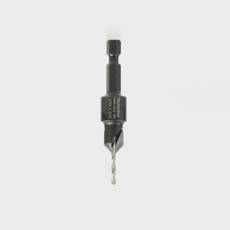 TIMBERLINE 608-110 Carbide Tipped Countersink 5/64 D x 1/4 Quick Release Hex SHK for Wood Screw #4