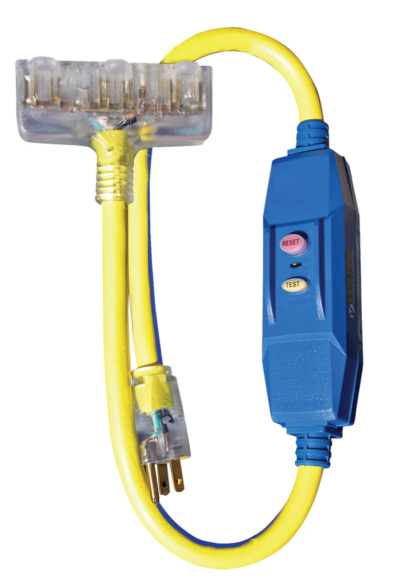 VOLTEC 04-00102 20 Amp In-Line GFCI with Power Block – 12/3 Gauge, 3 ft, Rainproof