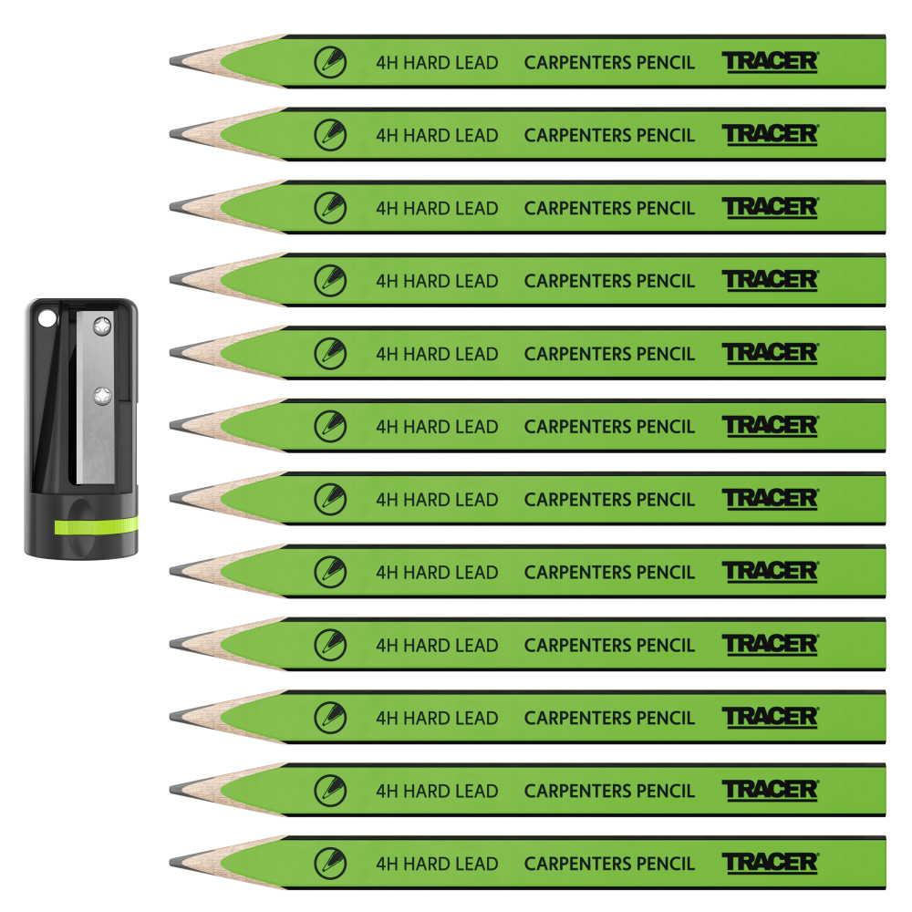 TRACER ACP1 4H Carpenters Pencils 12pc w/ sharpener