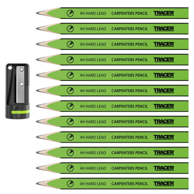 TRACER ACP1 4H Carpenters Pencils 12pc w/ sharpener