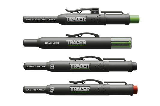 TRACER AMK4 Ultimate Marking Kit w/ Deep Hole Construction Pencil, Replacement Lead Set & 2 Clog-Free Construction Markers (Black and Red)