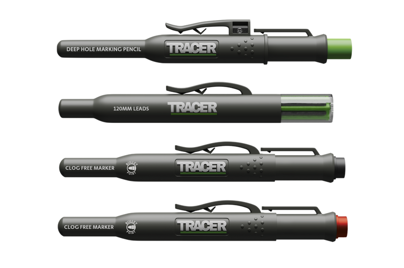 TRACER AMK4 Ultimate Marking Kit w/ Deep Hole Construction Pencil, Replacement Lead Set & 2 Clog-Free Construction Markers (Black and Red)