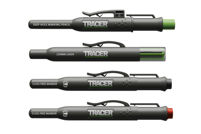TRACER AMK4 Ultimate Marking Kit w/ Deep Hole Construction Pencil, Replacement Lead Set & 2 Clog-Free Construction Markers (Black and Red)