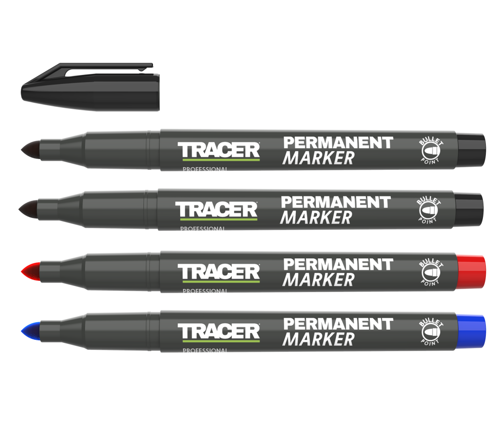 TRACER APMK1 4pc Pack of Permanent Markers – 2x Black, 1x Red & 1x Blue