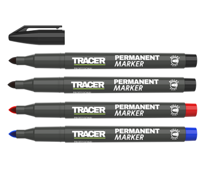 TRACER APMK1 4pc Pack of Permanent Markers – 2x Black, 1x Red & 1x Blue